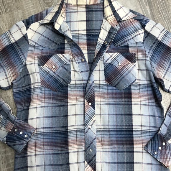 Vintage Snap Button Western Shirt Plaid Mens M - Picture 6 of 7